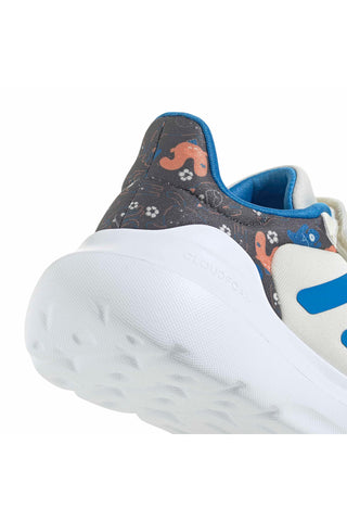 Weiße Sneakers mit blauen Details und Klettverschluss Adidas Tensaur Run 3.0 El C