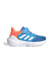 Atmungsaktive blaue und orangefarbene Sneakers mit Klettverschluss Adidas Tensaur Run 3.0 EL C
