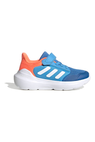 Atmungsaktive blaue und orangefarbene Sneakers mit Klettverschluss Adidas Tensaur Run 3.0 EL C