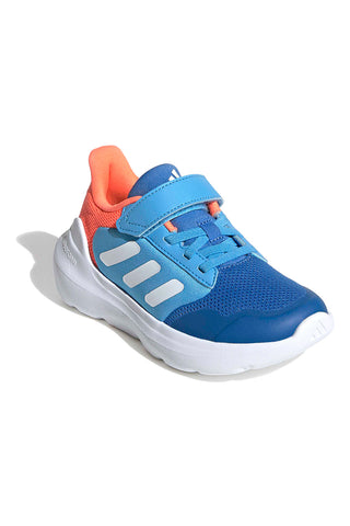 Atmungsaktive blaue und orangefarbene Sneakers mit Klettverschluss Adidas Tensaur Run 3.0 EL C
