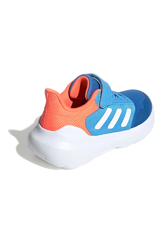 Atmungsaktive blaue und orangefarbene Sneakers mit Klettverschluss Adidas Tensaur Run 3.0 EL C