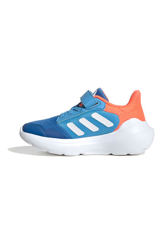 Atmungsaktive blaue und orangefarbene Sneakers mit Klettverschluss Adidas Tensaur Run 3.0 EL C