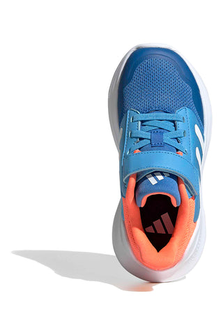Atmungsaktive blaue und orangefarbene Sneakers mit Klettverschluss Adidas Tensaur Run 3.0 EL C