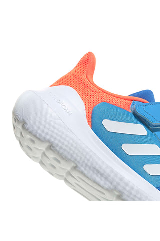 Atmungsaktive blaue und orangefarbene Sneakers mit Klettverschluss Adidas Tensaur Run 3.0 EL C
