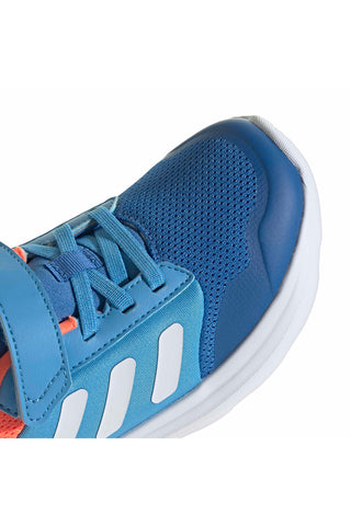 Atmungsaktive blaue und orangefarbene Sneakers mit Klettverschluss Adidas Tensaur Run 3.0 EL C