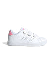 Weiße Sneakers mit Klettverschluss und rosa Details Adidas Advantage Base 2.0 CF C