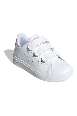 Weiße Sneakers mit Klettverschluss und rosa Details Adidas Advantage Base 2.0 CF C