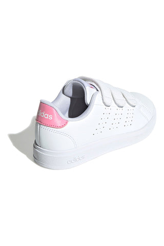 Weiße Sneakers mit Klettverschluss und rosa Details Adidas Advantage Base 2.0 CF C