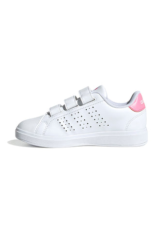 Weiße Sneakers mit Klettverschluss und rosa Details Adidas Advantage Base 2.0 CF C
