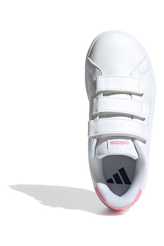 Weiße Sneakers mit Klettverschluss und rosa Details Adidas Advantage Base 2.0 CF C