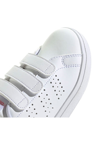 Weiße Sneakers mit Klettverschluss und rosa Details Adidas Advantage Base 2.0 CF C