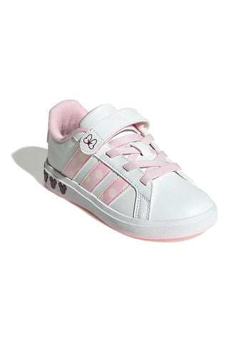 Weiße Sneakers mit rosa Details und Klettverschluss Adidas Grand Court Minnie El K