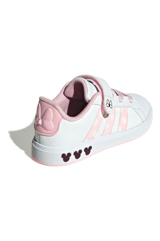 Weiße Sneakers mit rosa Details und Klettverschluss Adidas Grand Court Minnie El K