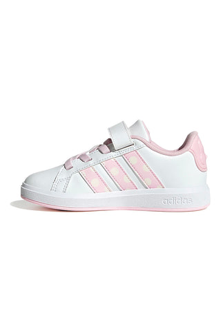 Weiße Sneakers mit rosa Details und Klettverschluss Adidas Grand Court Minnie El K
