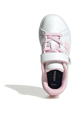 Weiße Sneakers mit rosa Details und Klettverschluss Adidas Grand Court Minnie El K