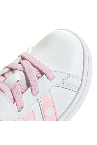 Weiße Sneakers mit rosa Details und Klettverschluss Adidas Grand Court Minnie El K