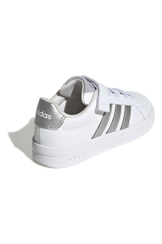 Weiße Sneakers mit metallischen Details und Klettverschluss Adidas GRAND COURT 3.0 EL C