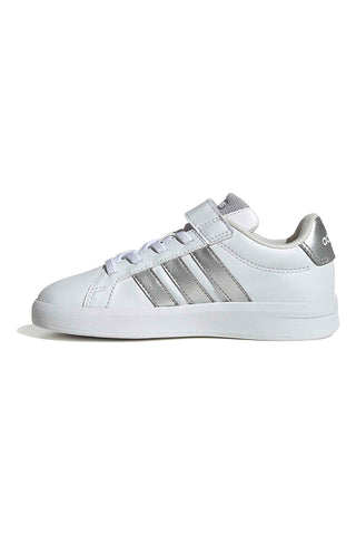 Weiße Sneakers mit metallischen Details und Klettverschluss Adidas GRAND COURT 3.0 EL C