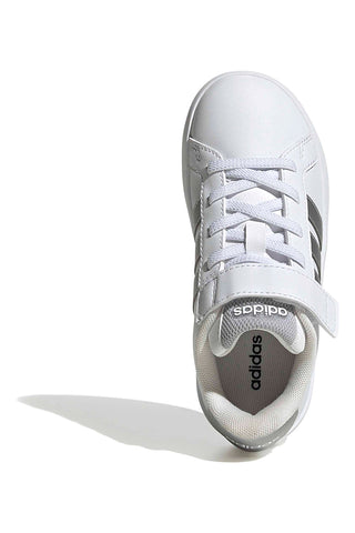 Weiße Sneakers mit metallischen Details und Klettverschluss Adidas GRAND COURT 3.0 EL C