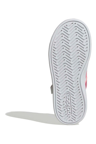 Weiße Sneakers mit rosa Details und Klettverschluss Adidas Grand Court 3.0 El C