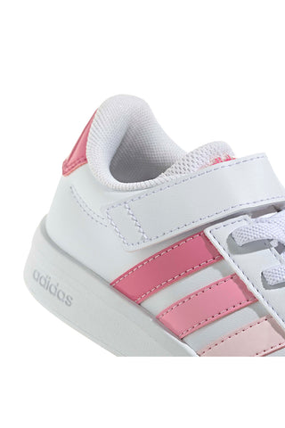 Weiße Sneakers mit rosa Details und Klettverschluss Adidas Grand Court 3.0 El C