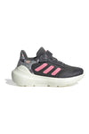 Graue Sneakers mit rosa Details und Klettverschluss Adidas Tensaur Run 3.0 El C