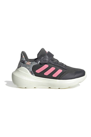 Graue Sneakers mit rosa Details und Klettverschluss Adidas Tensaur Run 3.0 El C
