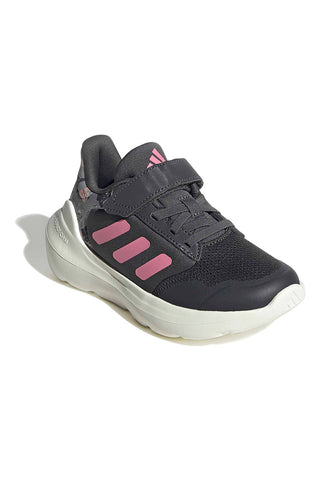 Graue Sneakers mit rosa Details und Klettverschluss Adidas Tensaur Run 3.0 El C