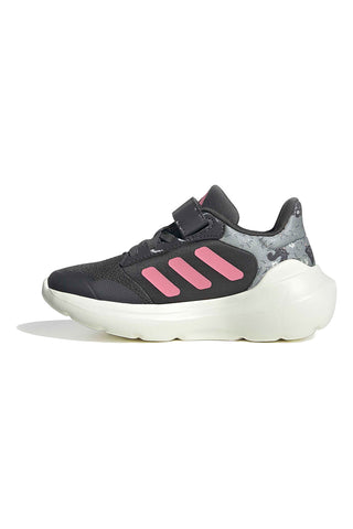 Graue Sneakers mit rosa Details und Klettverschluss Adidas Tensaur Run 3.0 El C