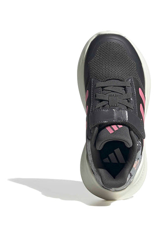 Graue Sneakers mit rosa Details und Klettverschluss Adidas Tensaur Run 3.0 El C