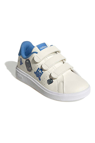 Weiße Sneakers mit blauen Details und Klettverschluss Adidas Advantage Base 2.0 Cf C