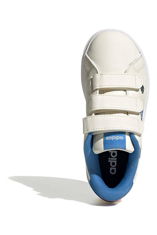 Weiße Sneakers mit blauen Details und Klettverschluss Adidas Advantage Base 2.0 Cf C