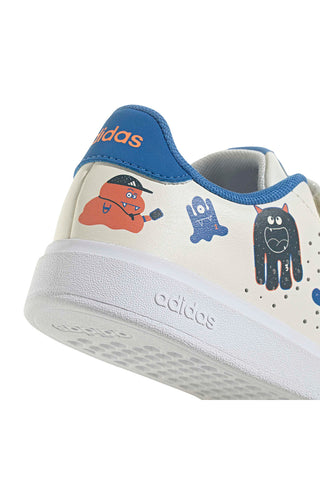 Weiße Sneakers mit blauen Details und Klettverschluss Adidas Advantage Base 2.0 Cf C