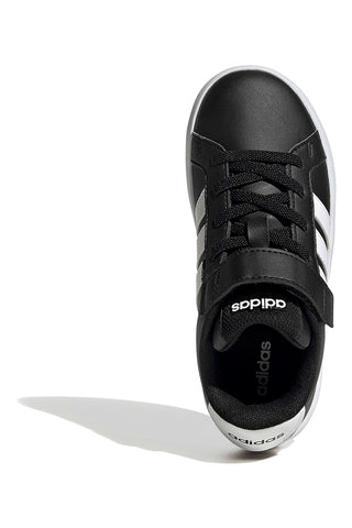 Schwarze Sneakers mit weißen Details und Klettverschluss Adidas Grand Court 3.0 El C