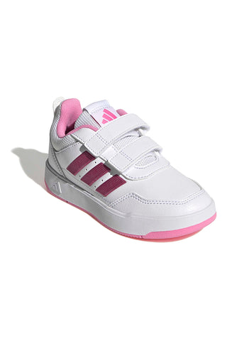 Weiße und rosa Sneakers mit Klettverschluss Adidas Tensaur Sport 3.0 CF K