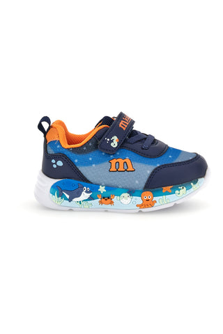 Blaue Turnschuhe mit Riemen, Lichter und Marine Details M Kinder MJ6031