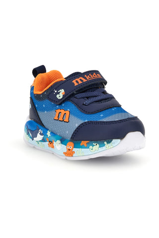 Sneakers blu con strappo, luci e dettagli marini M kids MJ6031