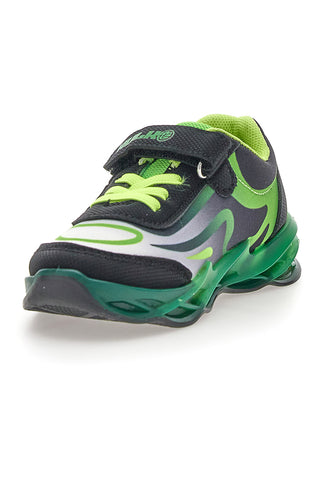 Scarpe nere e verdi con luci e strappo Mavengers R1010212T