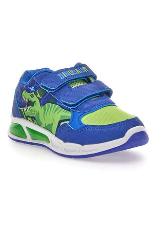 Scarpe blu e verdi con luci e doppio strappo Dinosaur S8020203T