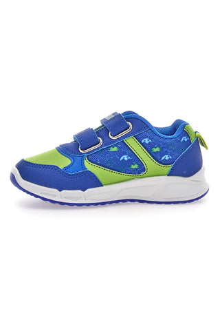 Scarpe blu e verdi con luci e doppio strappo Dinosaur S8020203T