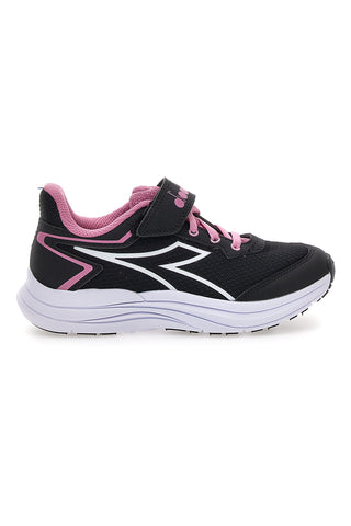 Scarpe sportive nere con dettagli rosa e strappo Diadora Snipe 3 JR