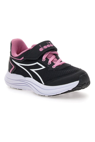 Diadora Snipe 3 JR schwarze Sneaker mit pinkfarbenen Details und Klettverschluss