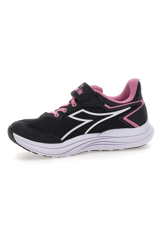 Diadora Snipe 3 JR schwarze Sneaker mit pinkfarbenen Details und Klettverschluss