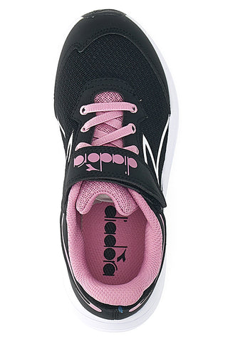 Diadora Snipe 3 JR schwarze Sneaker mit pinkfarbenen Details und Klettverschluss