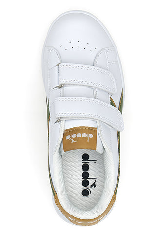 Weiße Diadora Game P PS-Sneaker mit Klettverschluss