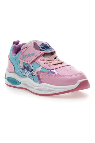 Sneakers rosa celeste con luci con stampa Stitch D6020142S