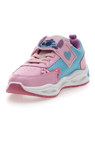 Sneakers rosa celeste con luci con stampa Stitch D6020142S
