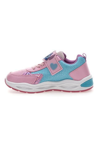 Sneakers rosa celeste con luci con stampa Stitch D6020142S