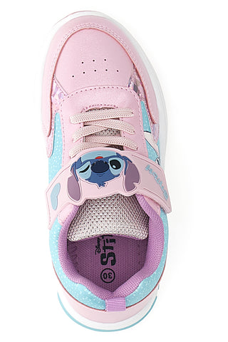 Sneakers rosa celeste con luci con stampa Stitch D6020142S