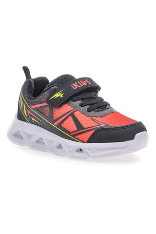 Scarpe nere e rosse con luci e strappo Pitt kids 11562